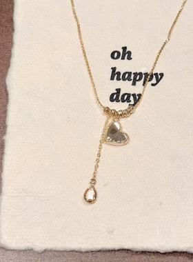 跨境法式复古项链时尚爱心轻奢锁骨链亚马逊欧美精致小众百搭项链