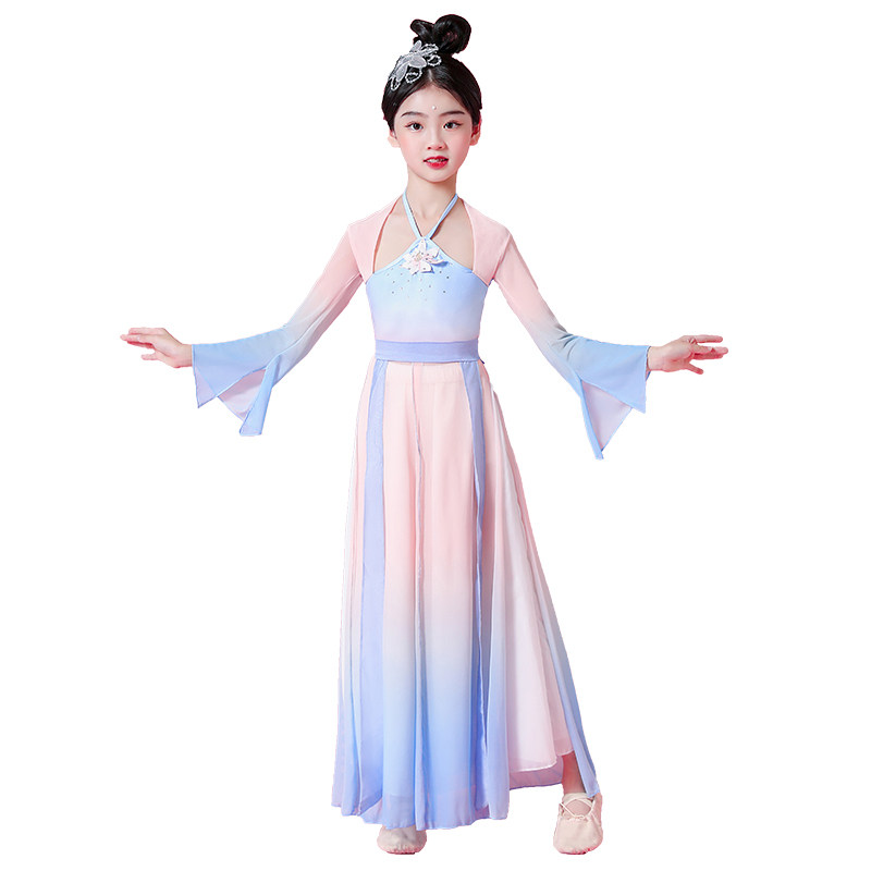 儿童古典舞演出服飘逸练功服身韵少儿中国风扇子舞古风女童舞蹈服,淘宝优惠券,粉丝福利购,淘宝优惠卷
