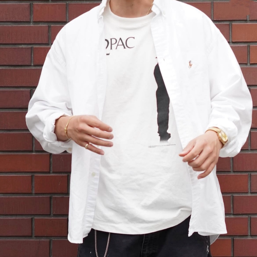 Saint 2PAC联名人像印花浮雕十字架复古水洗做旧圆筒短袖vintage - 图2