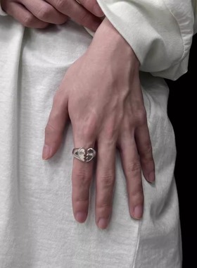 小众设计款破碎爱心尾戒镀银