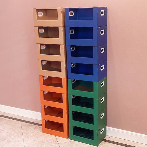 牛皮纸质可叠加简约玩具整理收纳箱零食衣柜衣物筐储杂物神器盒子 - 图1