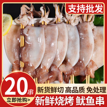 Iron Plate Large Squid Strings Barbecue String Hot Pot Fried Ingredients Aquatic Commercial Live Frozen Semi-finished Products Seafood 20 Strings