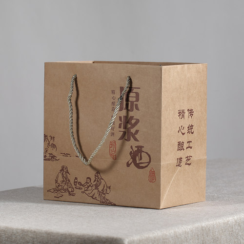 酒瓶配件牛皮纸手拎纸盒礼盒2斤3斤5斤10斤酒坛通用包装酒盒 - 图3