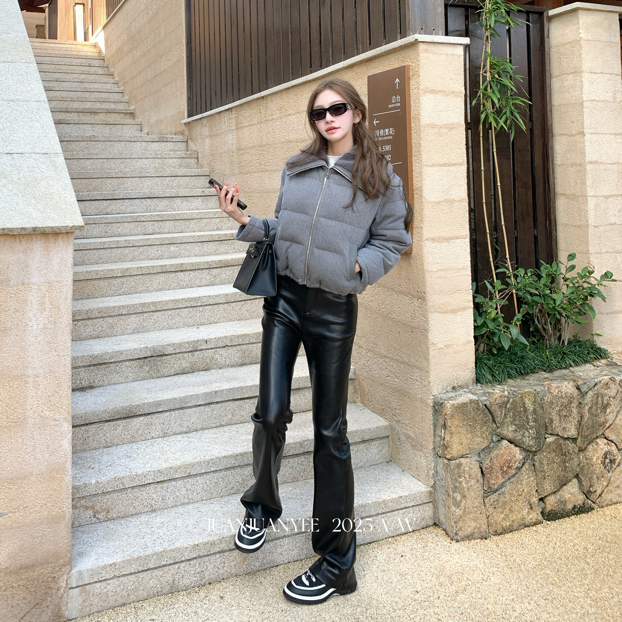 juanjuanyee【肯豆裤】高腰磨毛薄绒弹力微喇皮裤,淘宝优惠券,粉丝福利购,淘宝优惠卷