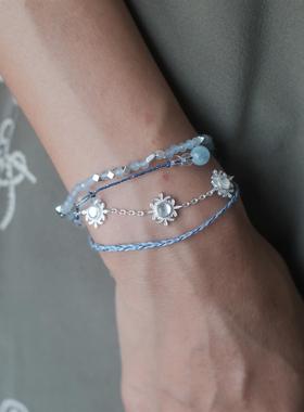 【Lunami 夜深见月】繁花胶囊系列编绳金属叠链手链 晴山