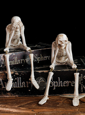 田园动物家居摆件骷髅吊脚不听不看不说3款树脂工艺礼品庭院装饰