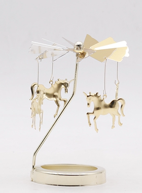 北欧轻奢创意礼品浮雕玻璃香氛走马灯烛台配件热旋转烛台风车