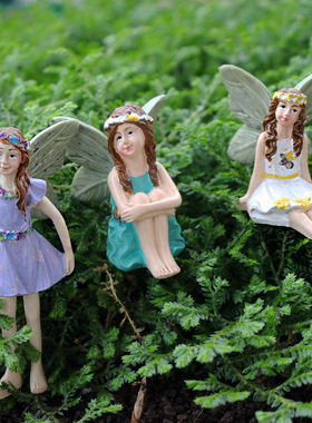 跨境新品花园庭院小仙子树脂微缩景观花插花园阳台盆景装饰品摆件