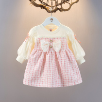 2023 fall Korean version girl long sleeve dress with dress female baby autumn dress child princess skirt baby boy foreign air autumn clothing