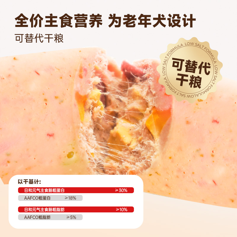 日和优宠老犬主食肠软粮湿粮高龄犬营养宠物火腿肠80g*10根/盒