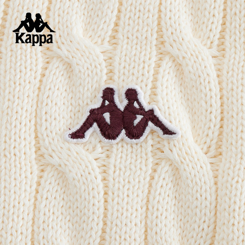 Kappa卡帕背靠背开衫毛衣女士2026新款复古纯棉编织外套上衣女款,淘宝优惠券,粉丝福利购,淘宝优惠卷