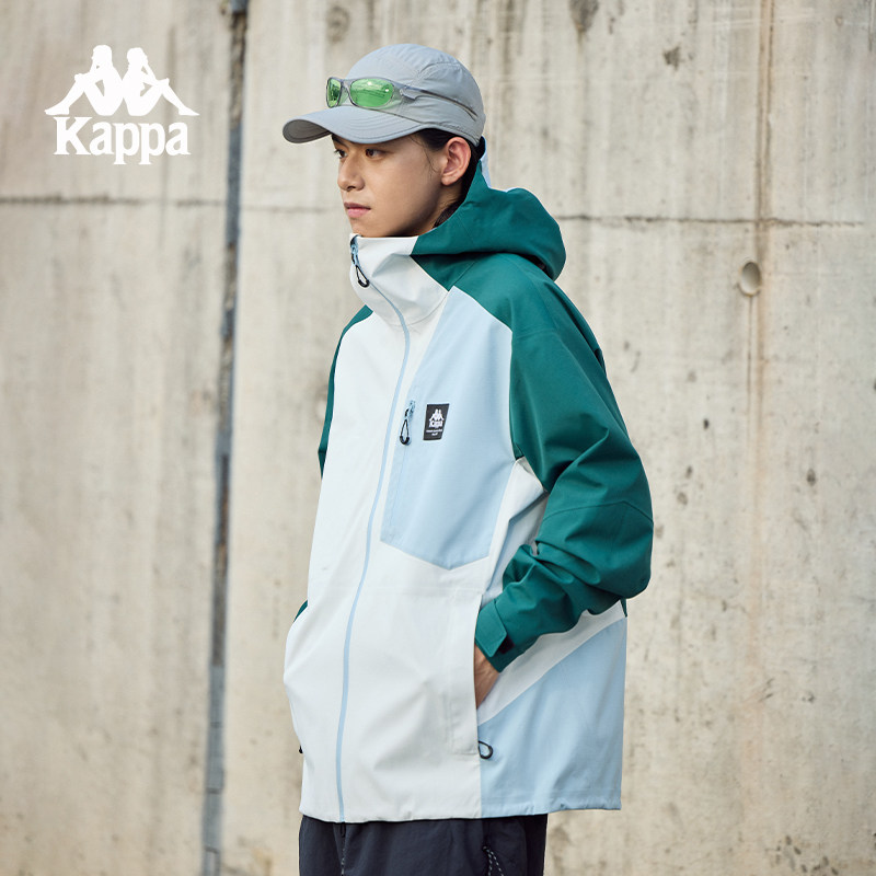 Kappa卡帕背靠背防泼水冲锋衣运动外套男连帽夹克户外休闲上衣潮,淘宝优惠券,粉丝福利购,淘宝优惠卷