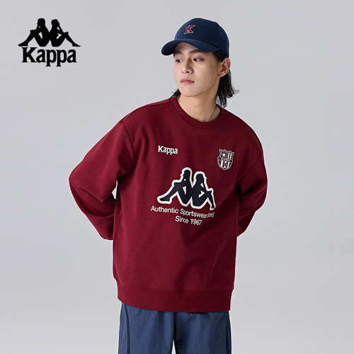 Kappa卡帕背靠背圆领运动卫衣女春秋新款休闲上衣男针织套头衫潮 - 图1