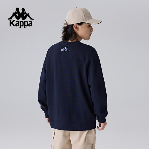 Kappa卡帕背靠背圆领运动卫衣女春秋新款休闲上衣男针织套头衫潮 - 图2