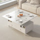 Cream style tea table multifunctional rock sheet tea table living room storage cabinet small apartment multifunctional solid wood leg lifting tea table