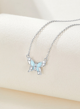 softdora/索缇朵星光蝴蝶项链女S925银夜光灵动锁骨链送女友礼物
