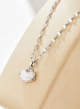 softdora/索缇朵如意平安锁项链女新中式国风锁骨链钢钛银色颈饰