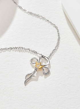 SD丝带蝴蝶结皇冠项链