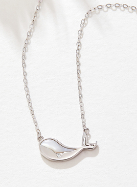 D鲸鱼项链S925银贝母锁骨链