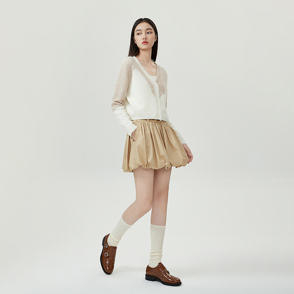 FIVE PLUS100%羊毛针织衫女V领开衫上衣外套美拉德新款女秋装,淘宝优惠券,粉丝福利购,淘宝优惠卷