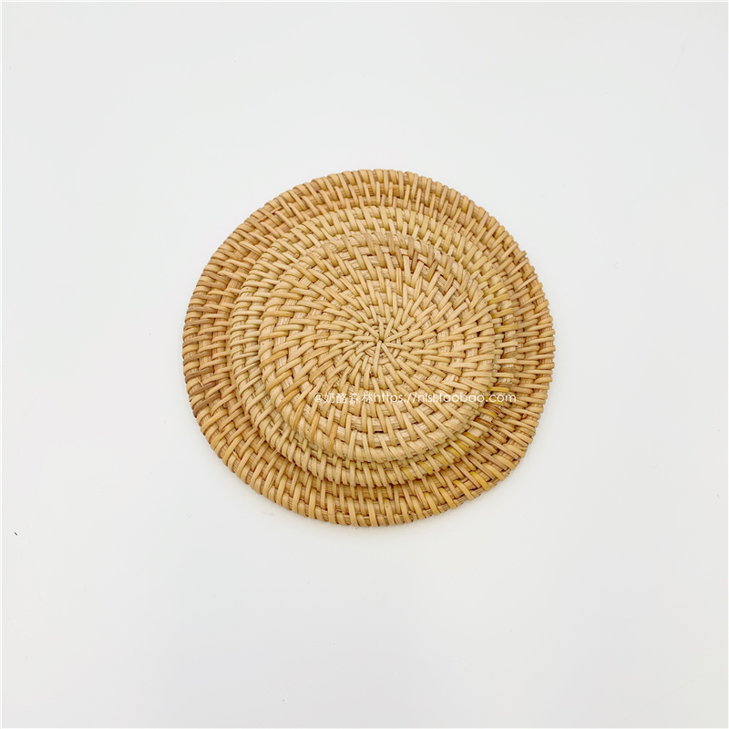 ins风手工藤编杯垫茶壶热水垫编织餐垫碗垫隔热垫 餐具拍照道具 - 图2