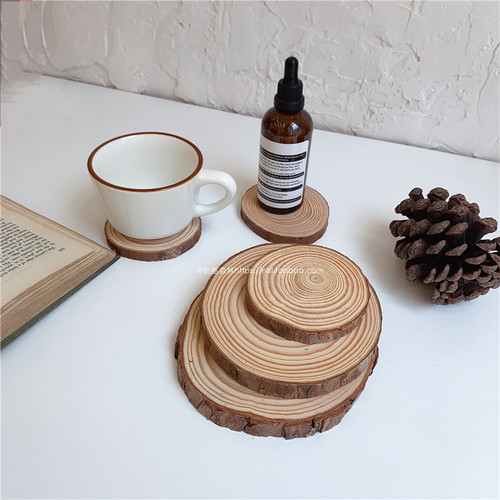 复古天然原木年轮杯垫木片 拍照道具民宿拍照基地拍照道具背景 - 图0