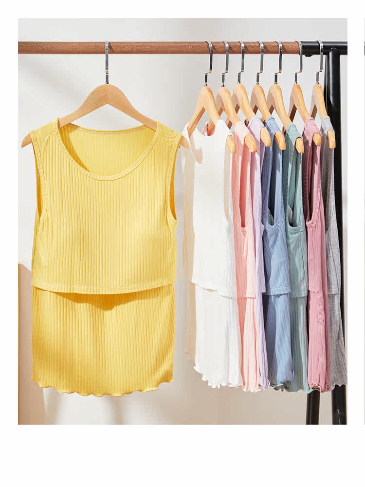 哺乳背心夏季外穿时尚喂奶干爽t恤 fsay哺乳衣/月子服