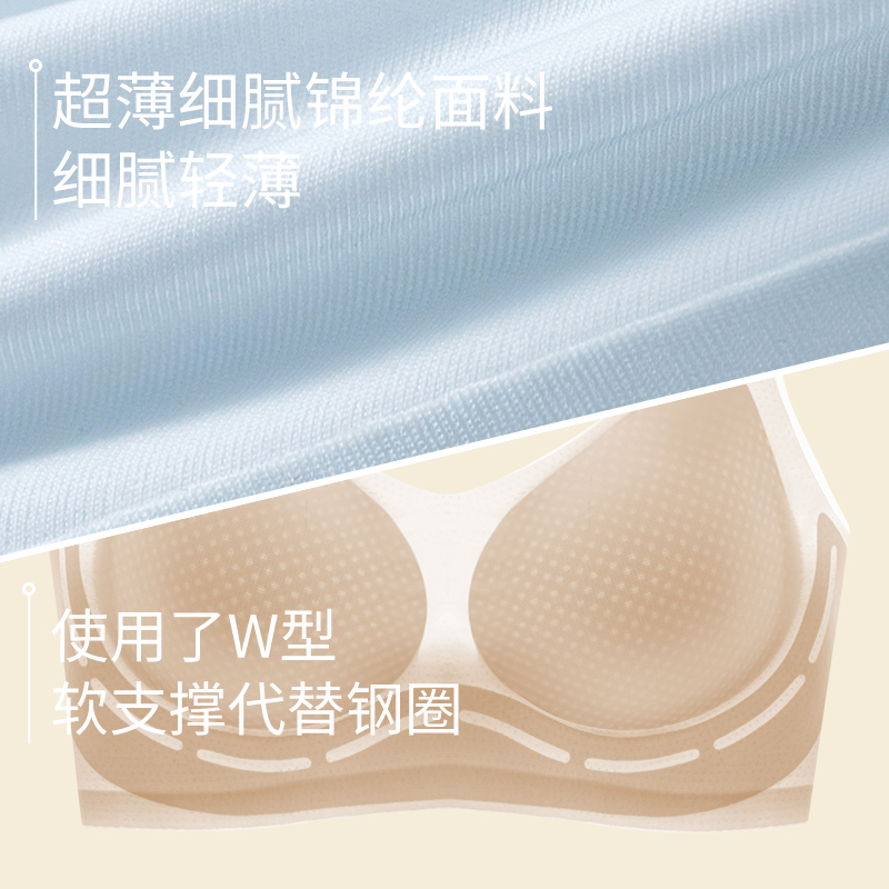 柳沫超薄冰丝果冻条背心背扣文胸软支撑ABC通杯半固定透气舒适夏