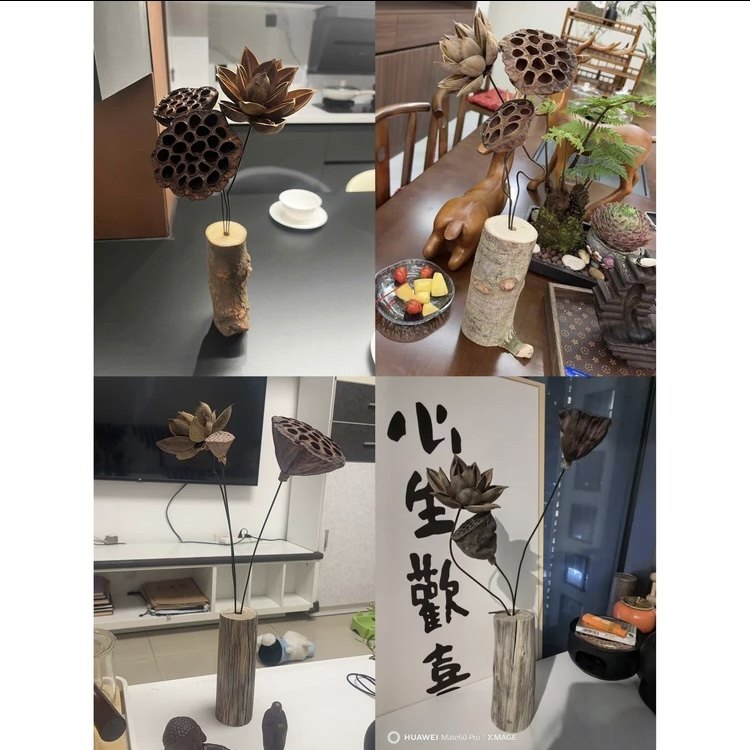 复古自然枯木实木禅意干花真花莲蓬干花荷花风干装饰中式摆件客厅,淘宝优惠券,粉丝福利购,淘宝优惠卷