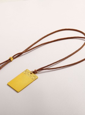 沙金平安无事牌祥云情侣项链古法方牌毛衣链仿金挂坠吊坠