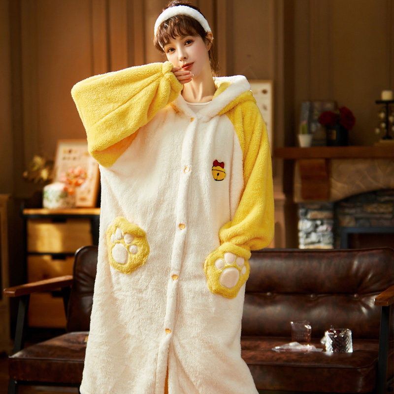 冬季珊瑚绒学生卡通宽松秋冬款睡袍 娇卓睡袍/浴袍