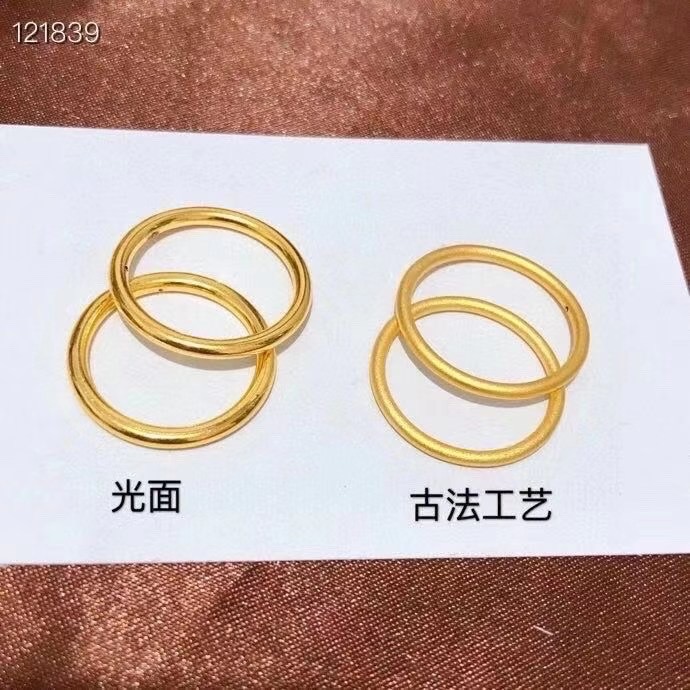 黄金足金 硬金三生三世光圈古法戒指指环女款女士情侣纯金方戒 999 黄金足金 硬金三生三世光圈古法戒指指环女款女士情侣纯金方戒 999