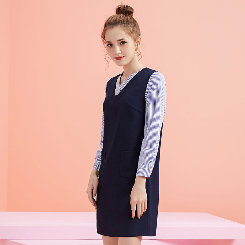 dooc春装2020款百搭学院风v领衬衫 dooc连衣裙