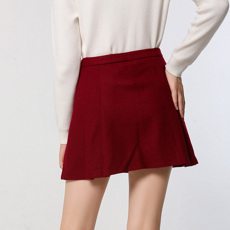 dooc秋冬新款高腰子a字百褶裙 dooc半身裙