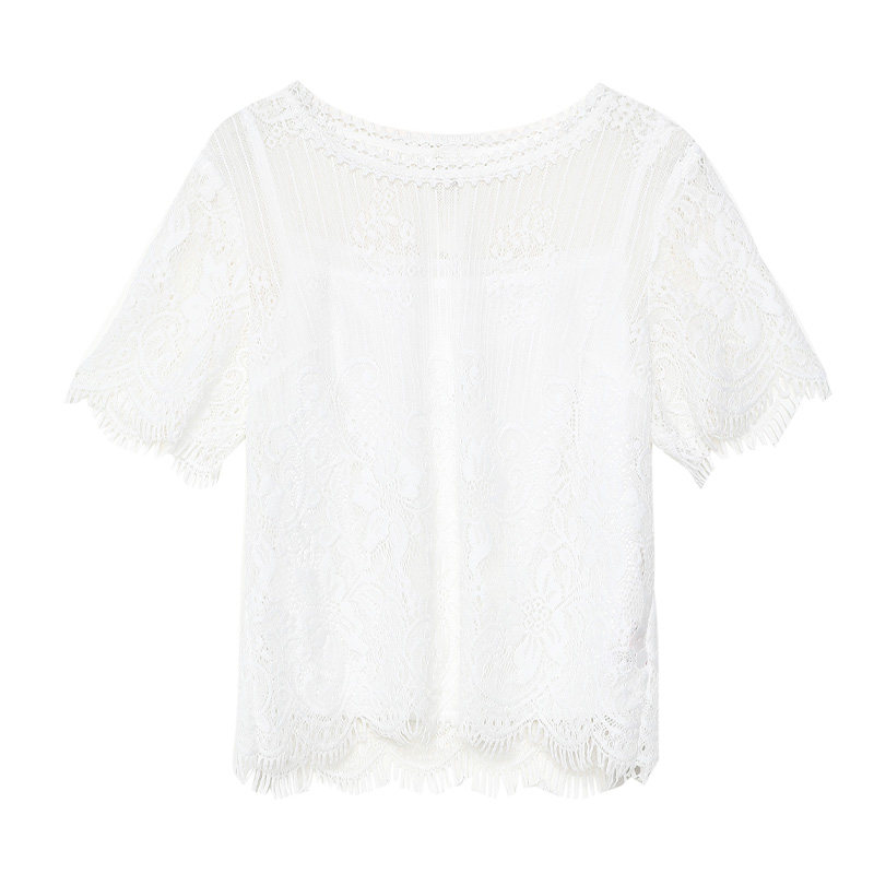 dooc蕾丝雪纺短袖2020夏季新款小衫 dooc蕾丝衫/雪纺衫