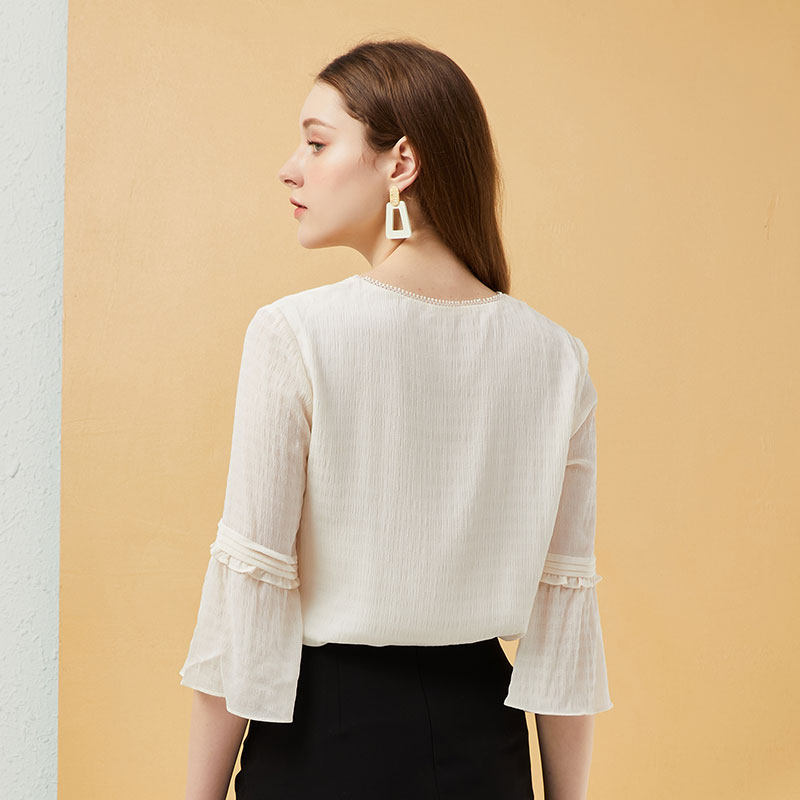 dooc雪纺衫2022春季新款宫廷风衬衫 dooc衬衫