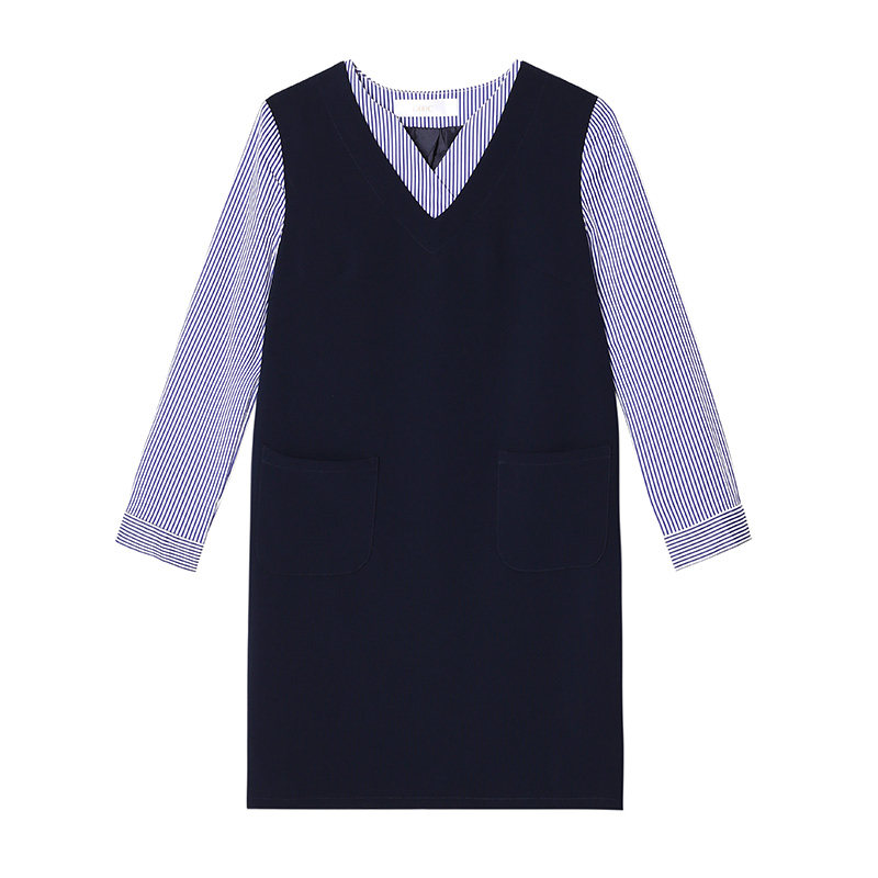 dooc春装2020款百搭学院风v领衬衫 dooc连衣裙