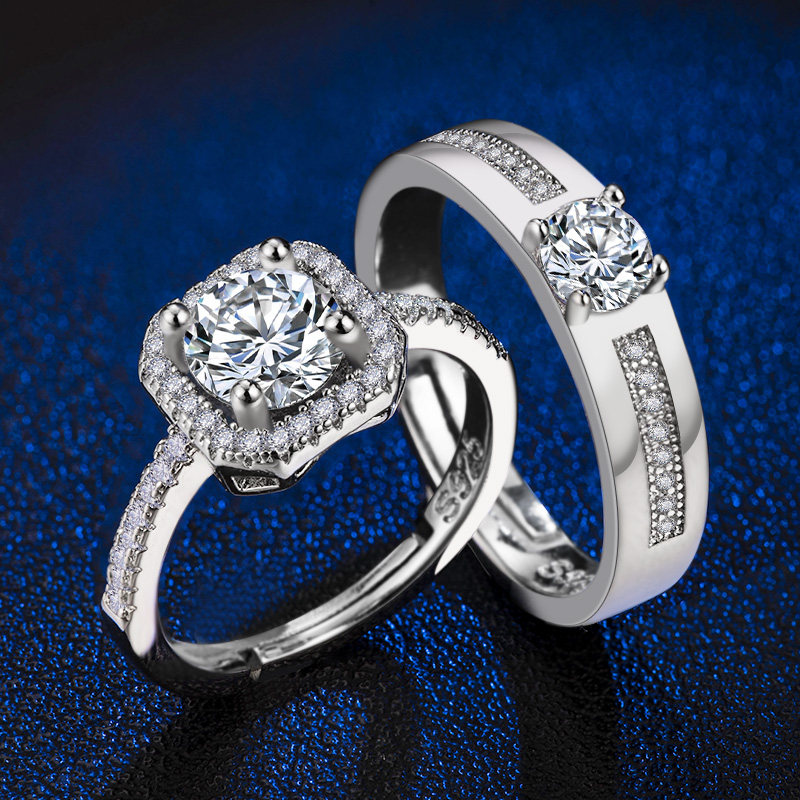 奢华男女一对求婚戒指假仿真钻戒 筱艳饰品戒指/指环