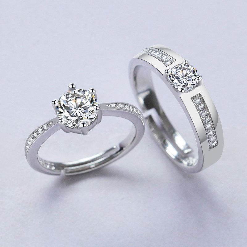 情侣对戒男女假道具开口可调节结婚 筱艳饰品戒指/指环