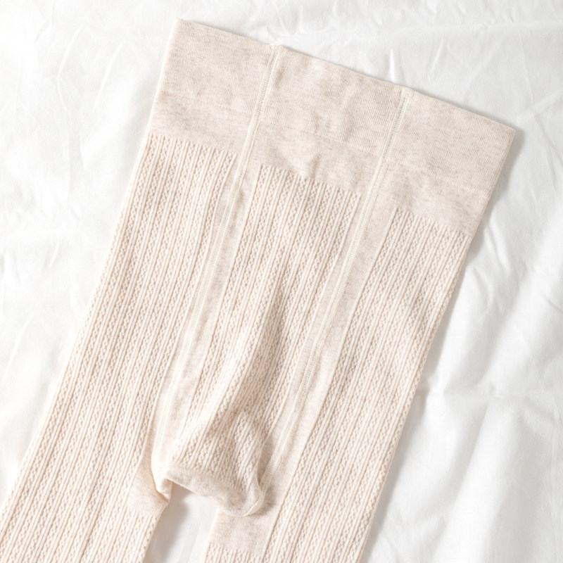 宇汗竖条纹显瘦燕麦白色中厚连裤袜 宇汗短袜/打底袜/丝袜/美腿袜