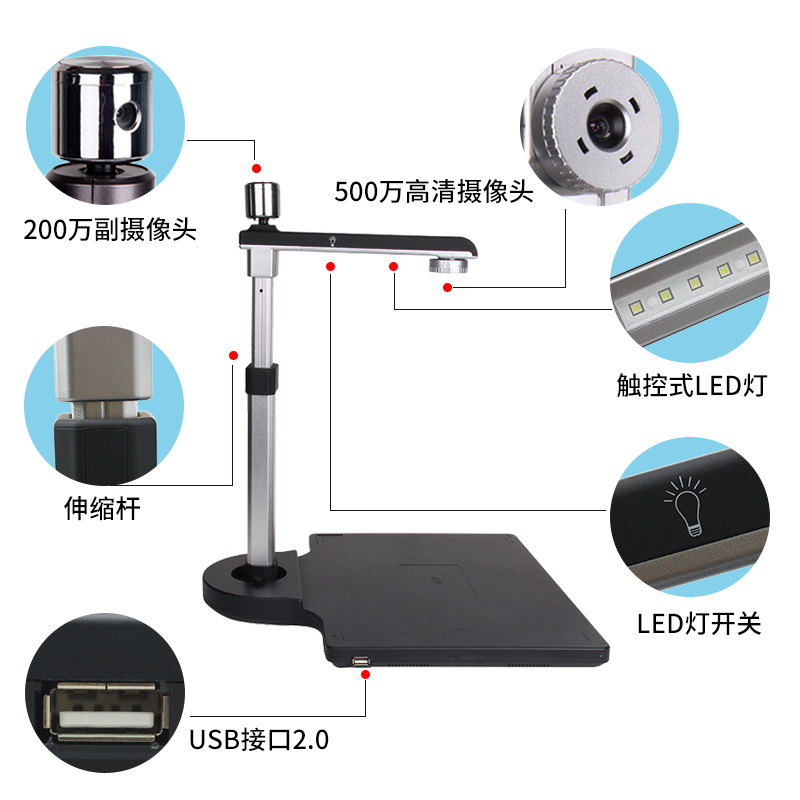 良田高拍仪S620A3办公文件扫描机高清扫描仪便携绘画文档双摄像头一体机扫码电信中国移动营业厅 - 图0