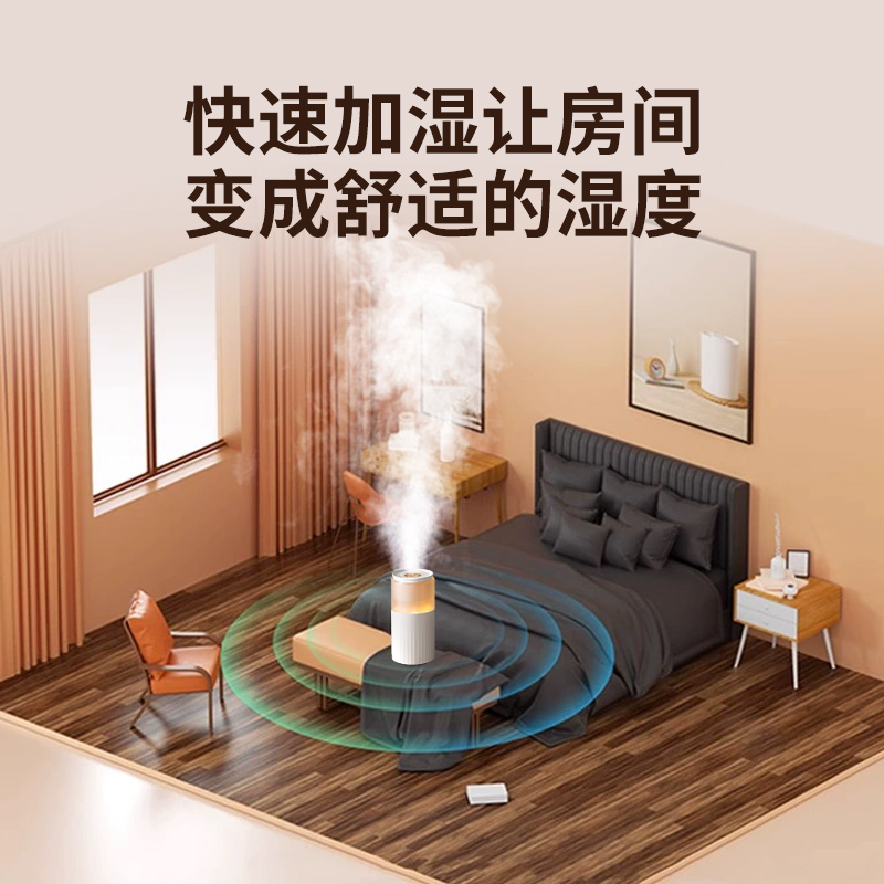 加湿器小型便携迷你usb无线可充电款车载宿舍学生办公室桌面卧室家用静音床头空气香薰机汽车专用旅行喷雾灯 - 图2