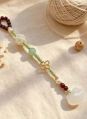 《出水芙蓉》玛瑙玉石压襟旗袍挂饰新中式挂件国风长流苏马面裙女