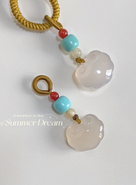 原创设计天然玛瑙如意小提溜diy钥匙手链饰品小吊坠手作配饰挂件