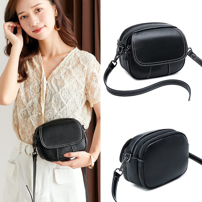 头层牛皮2020新款潮韩版洋气斜挎包 闪蔻箱包女士包袋