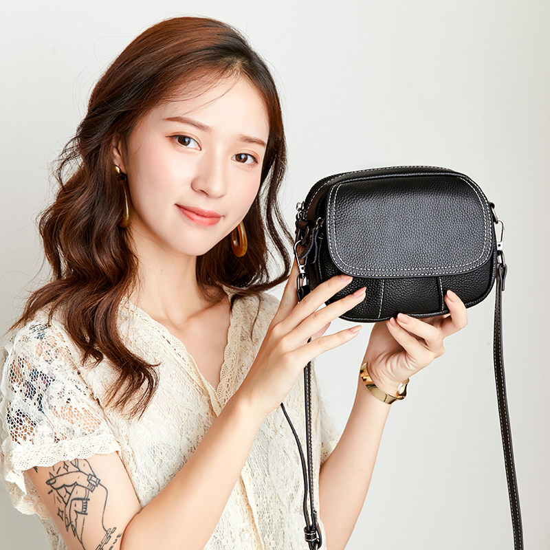 头层牛皮2020新款潮韩版洋气斜挎包 闪蔻箱包女士包袋