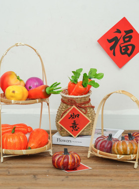 手工竹编竹篓簸箕收纳筐竹筛农家篮子手提萝筐摄影道具家居摆设