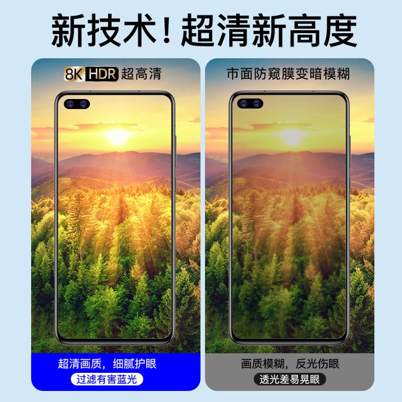 AJF适用荣耀v30钢化膜华为honorv30pro手机膜全屏覆盖防偷窥高清护眼抗蓝光全包无白边防摔爆保护防指纹贴膜