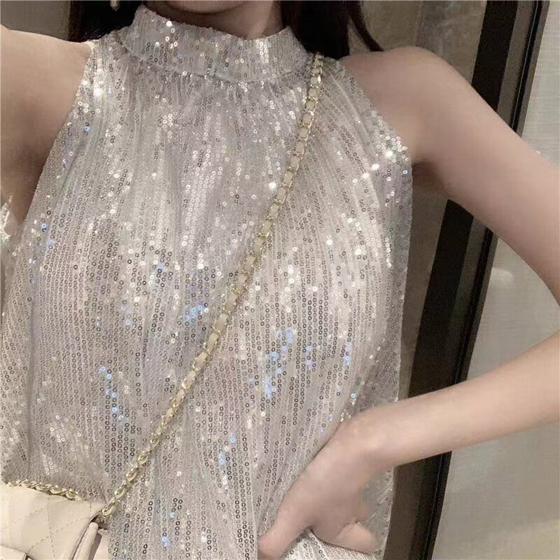 很仙的小众亮片连衣裙女潮2026夏装新款宽松显瘦无袖背心裙短裙子