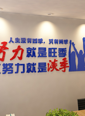 办公室背景墙面装饰墙贴团队励志标语公司企业文化墙布置3d贴纸画